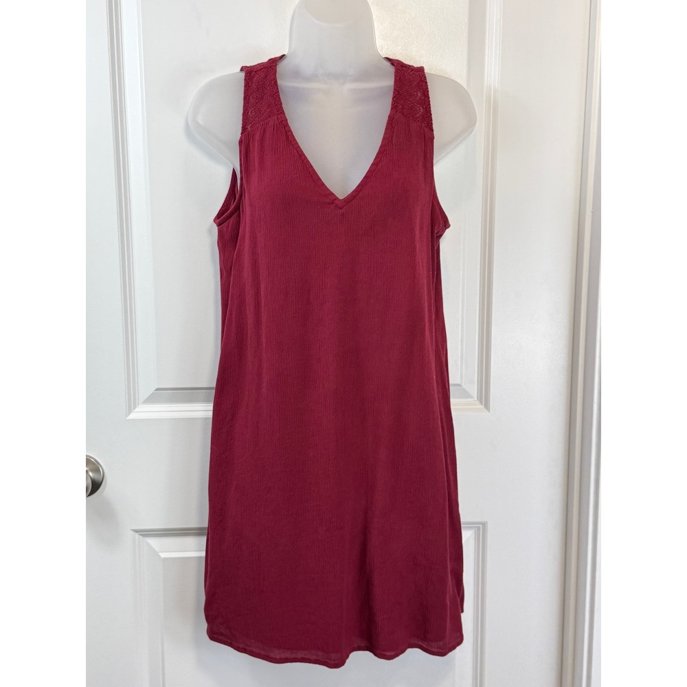 Old Navy Burgundy Textured V Neck Sleeveless Dress Women's Small Summer Mini‎ S